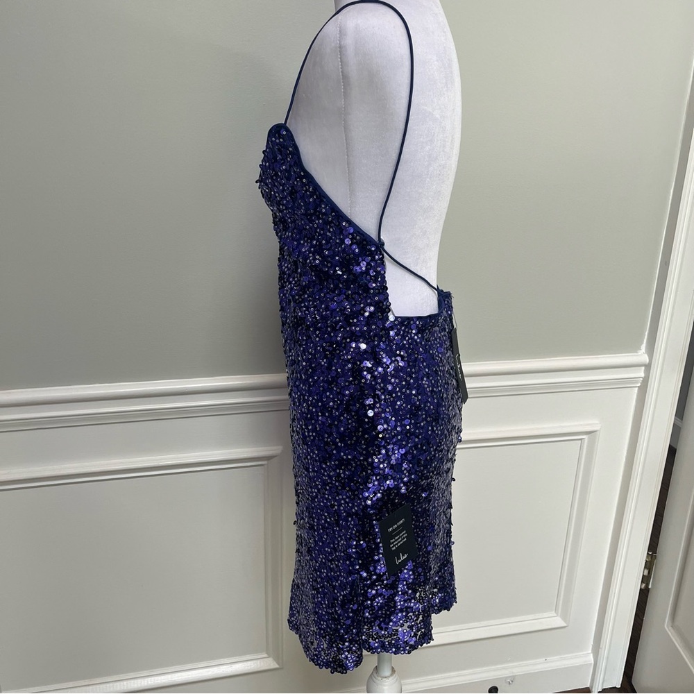 Lulu's Force of Fashion Navy Sequin Backless Mini Dress Size S - Picture 6 of 9